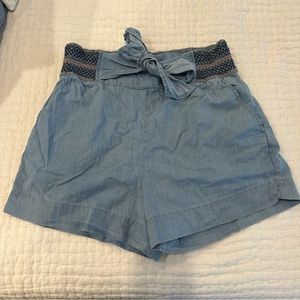 Anthropologie High Waist Jean Elastic Shorts with Tie